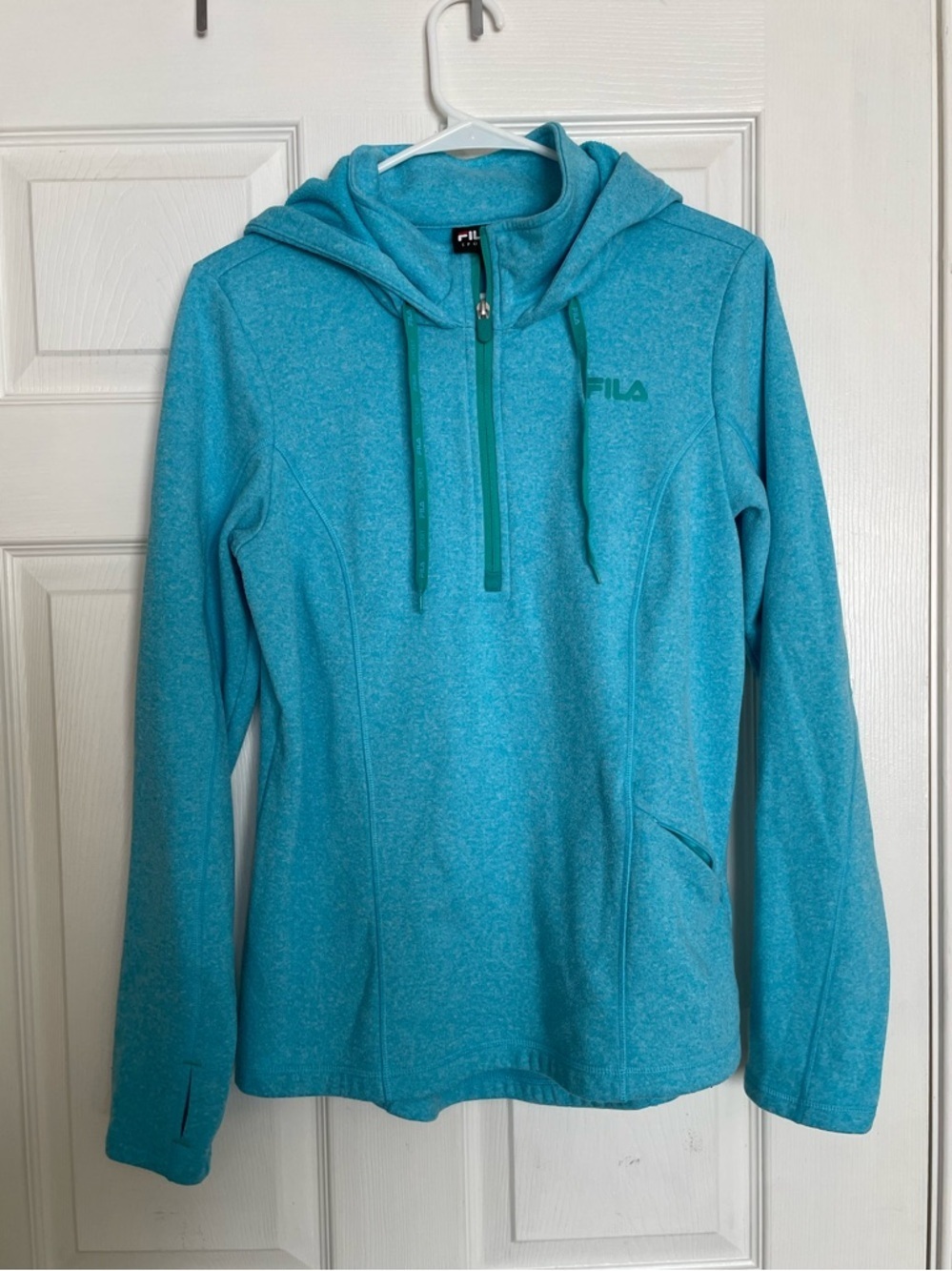 FILA Women's Size Medium Blue Half Zip Hoodie with Hood